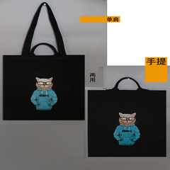 Canvas bag handbag shoulder bag bag bag Japan students book bag shopping bag bag Yuppie cat black zipper