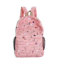 Canvas Shoulder Bag, Korean Edition, tide school wind, junior high school student bag, backpack, travel bag, Japan and South Korea, lovely, small and fresh Watermelon Pink