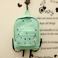 Embroidery, Japanese canvas, female computer backpack, literature soft sister, shoulder bag, small fresh leisure school, wind, student bag Light green