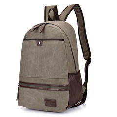 Large capacity backpack, men's casual canvas bags, men's bags, computer bags, travel bags, school wind, middle school bags Army green