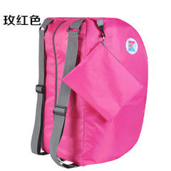 Multifunctional folding travel backpack shoulder bag messenger bag bag containing large capacity environmental protection bag Rose red