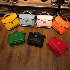 The chain of small bag leather Mini handbag leather bag buckle 2017 new Korean fashion handbags all-match Trumpet orange
