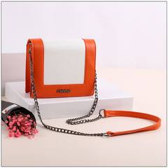 Hot leather bag Zichen 2017 new color mosaic ladies temperament chain Shoulder Messenger small package Orange red