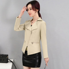 2017 in spring and Autumn New China love Gedi official flagship store leather jacket coat short genuine leather dress 3XL Beige