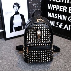 2016 new summer skeleton backpack backpack Mini Drill with South Korea rivet simple leisure bag back. black