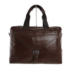 Pierre Cardin men's bags authentic men's leather hand file, Baotou layer leather backpack, belt decoration business bag Sky blue
