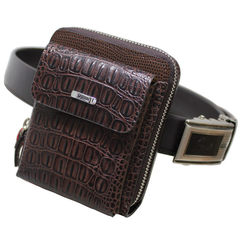 Pierre Cardin pocket men's genuine leather crocodile leather shoulder bag cashier fashion small backpack Tuba