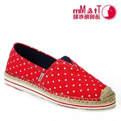 The new spring and summer fringe / hemp canvas shoes female pedal loafer low fisherman shoes 39 standard sports shoes code TM533405W red