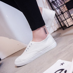 In the spring of 2017 new canvas shoes female student pedal shoes all-match flat shoes slip-on Korean Harajuku Thirty-eight white
