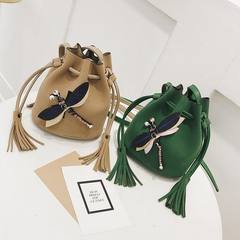 ZZ bag 2017 female Korean Satchel Bag New Tide all-match creative frosted Mini Dragonfly Bucket Bag black