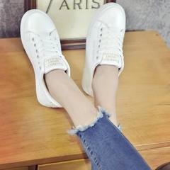 White leather shoes spring lace white canvas shoes casual shoes all-match Korean female student a breathable shoes Thirty-eight Golden