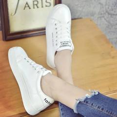White leather shoes spring lace white canvas shoes casual shoes all-match Korean female student a breathable shoes Thirty-eight black