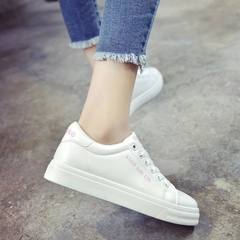 White leather shoes spring lace white canvas shoes casual shoes all-match Korean female student a breathable shoes Thirty-eight Pink