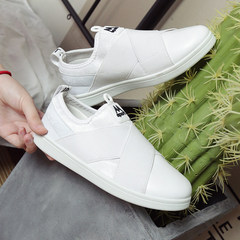 2017 new Korean ulzzang canvas shoes female students all-match thick white shoe bottom pedal slip-on tide Thirty-eight white