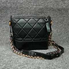 2017 pure sheepskin leather with new handbag authentic Small Hobo Bag lattice chain bucket Bag Shoulder Messenger Bag blue