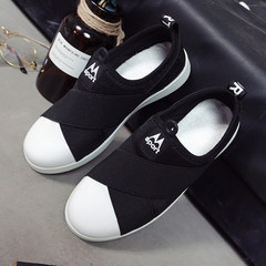 2017 new Korean ulzzang canvas shoes female students all-match thick white shoe bottom pedal slip-on tide Thirty-eight black