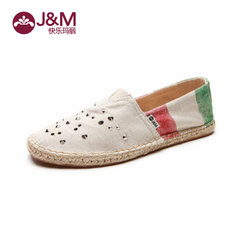JM happy Marie, 2015 spring new style, low hand shoes, linen bottom rivets, canvas shoes, 01046W Thirty-eight Beige