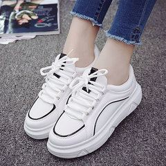Korean style hand-painted canvas shoes, female summer low help, thick bottom shoes, small white shoes, students lazy Thirty-eight black