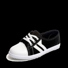 Street canvas shoes shoes 2017 Korean students spring summer new all-match flat shoes with flat white shoes Thirty-eight black