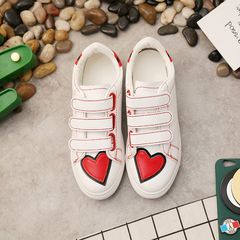 2017 new summer white shoe leather canvas shoes ladies flat shoes casual shoes all-match Korean Students Thirty-eight Velcro white