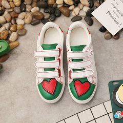 2017 new summer white shoe leather canvas shoes ladies flat shoes casual shoes all-match Korean Students Thirty-eight Velcro white green