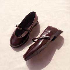 Ribenyuandan retro Lolita Japanese word buckle shoes with the low shoes Sen Mary Jane shoes shoes M=37 code Reddish brown