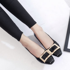 Spring shoes and the wind with rough heels buckle shoes shoes Asakuchi word Maryja shoes package Youmiao Thirty-eight black