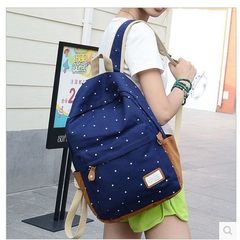 Female backpack, leisure mother, mummy bag, large capacity multifunctional student book, canvas travel bag manufacturer Fruit green