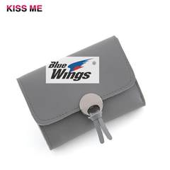 2017 New England solid bag retro decoration simple fashion women's tongue short girls Wallet Champagne