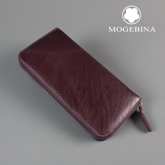 "MOGEBINA- MS203#" advanced custom leather ladies hand Baotou Leather Long Wallet Claret