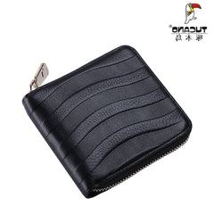 Hot woodpecker, horizontal small purse, female short leather wallet, Korean Edition zip, small purse, female student, mini Pink