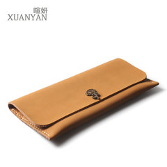 Yan Xuan 2017 new leather wallet simple retro matte Crazy Horse Leather Ladies creative hand Long Wallet 50349 green