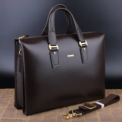 Quality brand men's bags, leather men's handbags, high-end business bags, leather briefcases, 2014 new large capacity Large brown