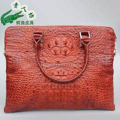 Vietnam crocodile, big bone leather handbag, men's computer bag, leather briefcase, paper bag, business handbag Coffee