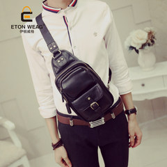 Original design, leather casual bag, fashion trend, men's small chest bag, multi pocket, small bag, Korean men's bag black