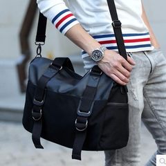 Canvas bag bag Korean male Xiekua package bag bag bag handbag tide Mens Big Bag black