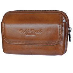Leather Men's leather belt, belt purse, apple 6plus horizontal, 5/5.3/5.5 inch mobile phone bag, multi-function Trumpet Brown