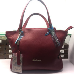 2017 jinluda Lichade ladies shoulder handbag leather bag 888-592-593 bag mail cross Wine red trumpet