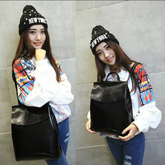 2017 spring new shoulder bag, female leather Korean version, simple college wind, multi-function leisure leather bag black