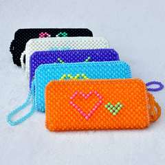 Handmade NEW hundred hand bag woven acrylic beads package of fashion DIY Mobile Wallet 50349 green