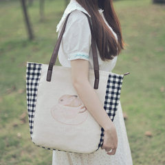 Korean cute female Korean students bangalor summer art ins simple canvas bag all-match cloth bag Retro rabbit
