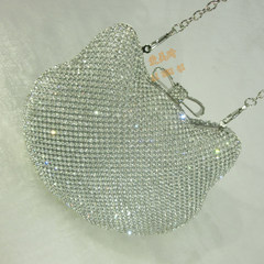 Super flash Hello Kitty drill hand bag Rhinestone diamond handbag chain Shoulder Bag Satchel small bag Enlarge Silver