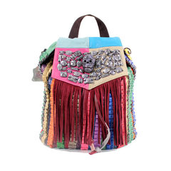 2015 new Korean fashion leather handbag backpack tassel skull head rivet Baotou cowhide bag yellow