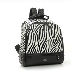 South Korean star Quan Zhilong with backpack zebra shoulder bag student bag bag bag tide rivet Zebra shoulders Black Large