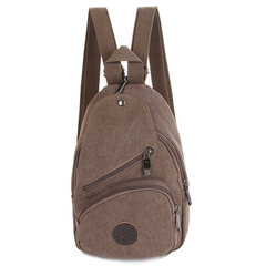 In the spring of 2017 new Canvas Backpack Xiaoshuang back chest outdoor sports women fashion tourism Backpack Bag Coffee