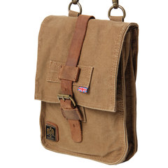 AKARMY authentic canvas bag shoulder diagonal retro fashion leisure canvas bag special package iPad A new bag of brown coffee