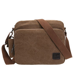 Canvas bag bag men's casual fashion travel large male Bag Satchel multifunctional iPad package Korean tide Coffee