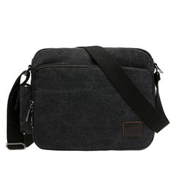 Canvas bag bag men's casual fashion travel large male Bag Satchel multifunctional iPad package Korean tide black