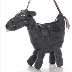 God horse package pony bag, personality, men and women bags, leisure travel, oblique cross bag, special-shaped donkey, high school bag B Raven grey (shipped on the same day)