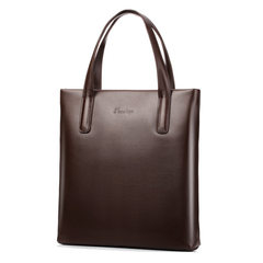 Handbags, men's upright paragraph, simple business briefcase, Korean tide men's shoulder bag, casual leather, men's bag Dark brown